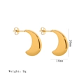 Detailed view of gold C-shaped earrings with 20mm height and 9g weight specifications - 1184 Gold New Moon