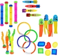 Set di 27 pezzi colorati giocattoli subacquei con anelli, bastoncini e gemme - Set da 26 Pezzi (Stile Premium)