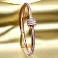 Roségoldenes Titanstahl-Armband mit luxuriösem Pavé-Diamant-Design für Damen - Einheitsgröße / Roségold