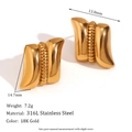 18K gold plated 316L stainless steel peanut earrings with product size specifications - Middle Horn Pattern Geometric Rhombus Stud Earrings Gold