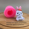 Stampo in silicone a coniglio 3D con fiocco arancione per candele fatte a mano - Coniglio con Fiocco