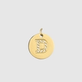Golden circular 14K gold plated stainless steel pendant with letter D diamond inlay - 14K Gold - D