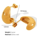 Créoles dorées évidées en forme de C en acier inoxydable, taille 19,5 mm x 12 mm - Doré