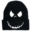 Schwarze Strickmütze mit weißem Totenkopfmuster für Winter- und Outdoor-Skiaktivitäten - Schwarz Totenkopf Lächeln Stil (黑色-A) / Schwarz