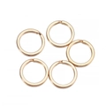 Five gold-plated metal flat split rings for DIY keychains on white background - KC Gold