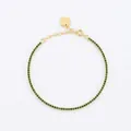 Elegant gold S925 silver chain bracelet with micro-pave green zircon stones and adjustable link - 925 Silver / 18K Gold Green Stone