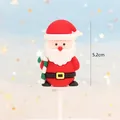 Christmas Santa Claus soft rubber cake topper decoration with candy cane 5.2cm - New Soft Glue Santa with Cane