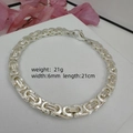 Polished silver stainless steel chain bracelet 6mm width and 21cm length for men - 6mm*22cm / Silver