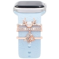 Rose gold Christmas charms set for Apple Watch band with reindeer and tree details - Rose Gold-Reindeer Christmas Tree-Pink Band