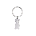 Polished stainless steel keychain featuring a minimalist smiling cartoon dog pendant - 1 Dog / Silver
