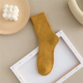 Thick mustard yellow cotton thermal crew socks with ribbed cuffs for winter warmth - Size 35-41 / Yellow
