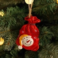 Ornamento a sacchetto regalo rosso in resina con pupazzo di neve e scritta Let It Snow - Stile C: Sacchetto Regalo Pupazzo di Neve