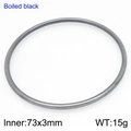 Minimalist 3mm boiled black matte titanium steel bangle bracelet with 73mm inner diameter - 73mm-1 piece (KB209821-GC)