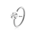 Silver stainless steel C-shaped nose ring with square zircon stone in 8mm size - Square Style (2602-4) / Silver