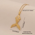 Gold stainless steel fish pendant necklace with cat eye stone, 40+5cm chain length - Goldfish