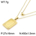 Collana in acciaio inossidabile placcato oro 18k con pendente rettangolare e catena 45cm - Stile Lettera I (KN236561-GG)