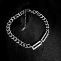 Silver cuban chain necklace in stainless steel with double rectangular buckles - Bracelet / Silver