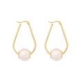 Elegant gold teardrop earrings with large white pearls in a minimalist geometric frame - 1# Water Drop Shape