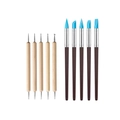 10-piece clay sculpting set with wooden dotting tools and blue silicone tip brushes - 10-piece Set Style A (wooden Rhinestone Pen + 8mm Blue Silicone Pen)