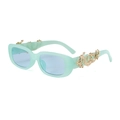 Detail of mint green vintage oval sunglasses with a golden dragon relief on the temple - Handmade Items Ship In 3-4 Days / C12
