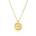 18K vergulde sterrenbeeld ketting met roze edelstenen op een ronde textuur hanger - Waterman