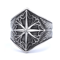 Vintage Silberner Wikinger Kompassstern Ring für Herren mit detailliertem Metallrelief - US 7 / Silber