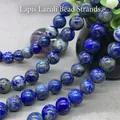 Deep blue natural lapis lazuli beads with gold pyrite flecks for DIY jewelry making - Natural Lapis Lazuli / 4mm (approximately 90 Beads) 38cm Long