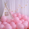 Pastel pink macaron balloon set with white play tent and golden star banner decoration - Special Price Drop - 10-inch Medium Balloons (22 Pieces) Macaron Pink - A Must-have Choice