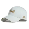 White cotton baseball cap featuring elegant gold Chinese calligraphy embroidery - Adjustable / White