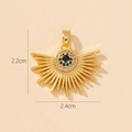 Golden sunburst evil eye pendant with blue crystals, sized 2.2cm by 2.4cm - Gold Sunburst Radiant Eye Pendant (29)