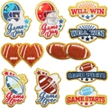 Lot d'écussons rugby en chenille avec texte Game Day et bordures dorées pailletées - Lot Complet Football Américain