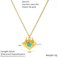 Detail view of 18K gold plated stainless steel evil eye pendant with turquoise stone - Vintage Eye Pendant (SN253G)