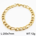 7mm gold-plated Figaro chain bracelet in stainless steel with 200mm length for men - Figaro Chain Gold (KB170367-Z)