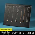 Black leather jewelry display board with 17 gold hooks for necklaces, size 37x30cm - Single Row 17 Hooks / Black PU Leather