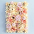 Pink and champagne rose hydrangea faux flower wall panel for wedding backdrop decor - Candy Light Champagne