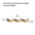 Portaincenso a onda in ceramica beige sabbia con indicazione delle dimensioni di 17cm di lungo - HP1036-4SD Porta incenso a onda color sabbia