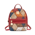 Mini-Rucksack mit Patchwork-Kunstleder und Schlangenmustereinsätzen in Rot, Blau und Orange - Rot