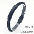 Bracciale da uomo in pelle nera intrecciata con piastra ID opaca e chiusura magnetica - Nero (KB179920-JR)
