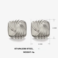 Square stainless steel stud earrings with gold finish and swirl texture design - 2.4cmx2.4cm / Steel Color Square Studs