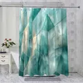 Details des Duschvorhangs mit Marmor-Gradient und geometrischem Druck an der Stange - 90*180cm / Cyan Verlauf Geometrisch