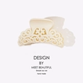 Pince à cheveux ajourée élégante couleur crème ivoire pour femmes au design sculpté - Beige (F0693)