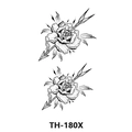Floral black and white temporary tattoo sticker featuring peony flower and arrow designs - Th-180 / 210*148mm