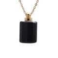 Minimalist black semi-precious stone perfume bottle pendant with golden chain - Blue Sandstone