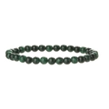 Bracelet à une rangée de perles en pierre naturelle vert foncé de 6mm à motifs marbrés - Pierre Tachetée Verte