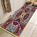 Tappeto passatoia bohémien con motivi geometrici su un pavimento in legno moderno - 40x60cm / Stile 3-Rosso Giallo Geometrico