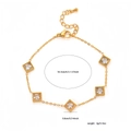Adjustable 18K gold plated bracelet with five square clear crystal pendants for women - Square Clear Zircon