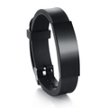 Bracelet ajustable en silicone noir avec plaque géométrique en acier inoxydable poli - Noir