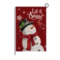 Linen Christmas garden flag with red background and Let it Snow snowman design - 30*45cm / Let It Snow (HYQ030-8)