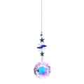 Starfish crystal suncatcher with blue beads and faceted iridescent sphere - Starfish + Bauhinia Flower