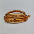 Barrette ovale élégante avec un motif léopard ambre classique et style écaille de tortue - Rectangle Ovale Creux / Orange